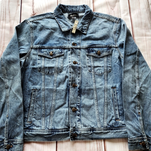 NWT Madewell "Classic Jean Jacket" in Rivoli Wash Blue Denim, Men's Size 2XL XXL - Picture 4 of 11